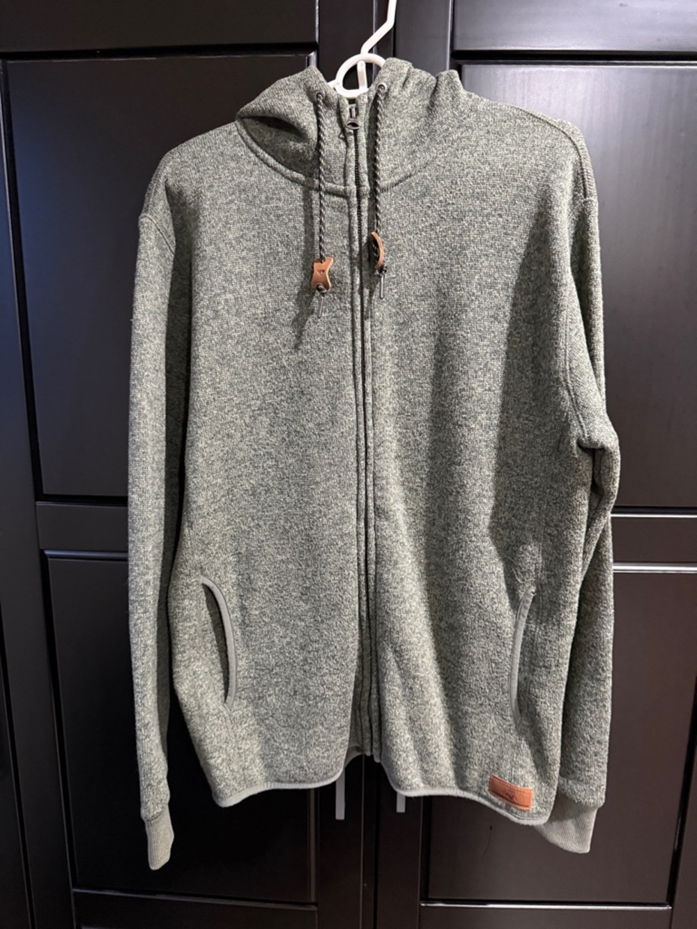 Quiksilver Men's Olive Green Full-Zip Hooded Sweater
